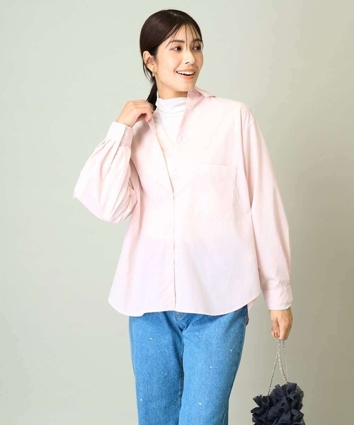 a.v.v（アーヴェヴェ）の「【イージーケア】ベーシックシャツ（シャツ/ブラウス・レディース・ホワイト/ブラウン/ダークインディゴブルー/ライトピンク・40/38/42/36/34）」の5枚目の写真