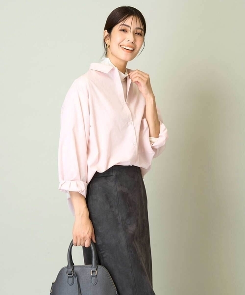 a.v.v（アーヴェヴェ）の「【イージーケア】ベーシックシャツ（シャツ/ブラウス・レディース・ホワイト/ブラウン/ダークインディゴブルー/ライトピンク・40/38/42/36/34）」の11枚目の写真