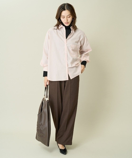 a.v.v（アーヴェヴェ）の「【イージーケア】ベーシックシャツ（シャツ/ブラウス・レディース・ホワイト/ブラウン/ダークインディゴブルー/ライトピンク・40/38/42/36/34）」の16枚目の写真