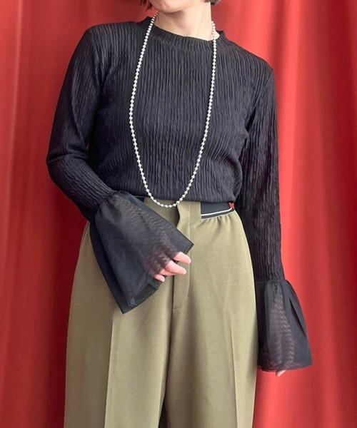 【セール】フレアカフスシャーリングトップス（Tシャツ/カットソー）｜LHELBIE（レルビエ） 5,841円