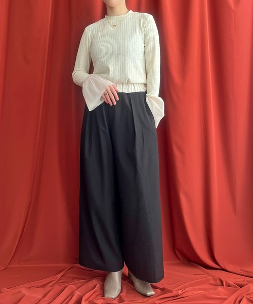 LHELBIE(レルビエ)の「フレアカフスシャーリングトップス(Tシャツ/カットソー・レディース・グレー/ブラック/アイボリー/ネイビー・M)」の21枚目の写真