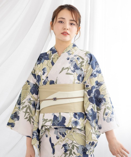 セール】floroセパレート浴衣3点セット （上着＋巻スカート＋帯
