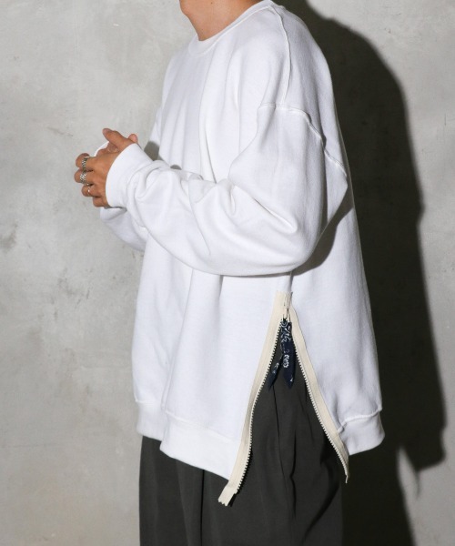 THRIFTY LOOK / スリフティールック SIDE ZIP REMAKE SWEAT サイドジップ クルーネックスウェット リメイク（スウェット）｜THRIFTY LOOK（スリフティールック） 8,118円