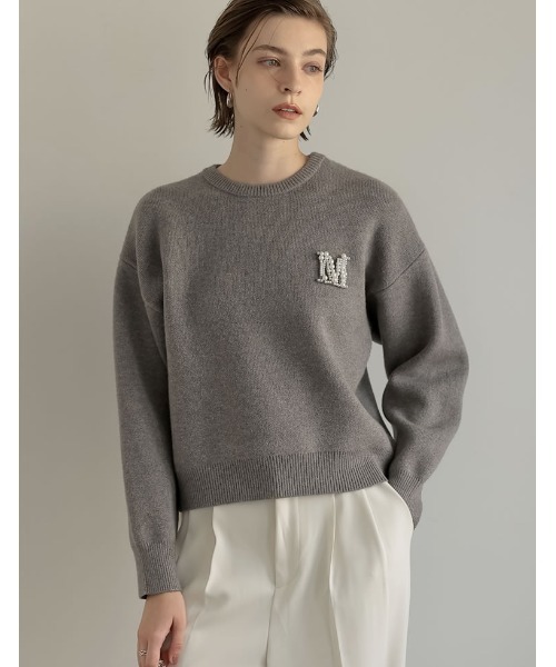 ニット セーター 「2024-25 WINTER COLLECTION」「MEISM by Re:EDIT」ビジューエンブレムニットトップス レディー MEISM ニット セーター 「2024-25 WINTER COLLECTION」「MEISM