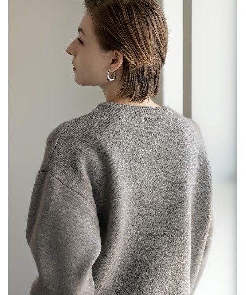 M me eme ビジューハイネックレースニット セール】【LVEU.】レースレイヤードハイネックリブトップス