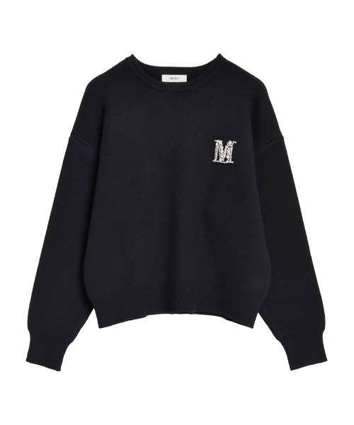 MaxMara ビジュー付きMロゴセーター 黒 MaxMara ビジュー付きMロゴセーター 黒 （ニット - 送料無料