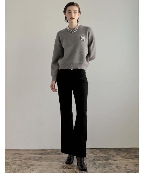 ニット セーター 「2024-25 WINTER COLLECTION」「MEISM by Re:EDIT」ビジューエンブレムニットトップス レディー MEISM ニット セーター 「2024-25 WINTER COLLECTION」「MEISM