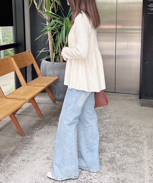 INGNI（イング）の「ペプラムニット（ニット/セーター・レディース・ブラック/オフホワイト/グレー/レッド・M）」の13枚目の写真