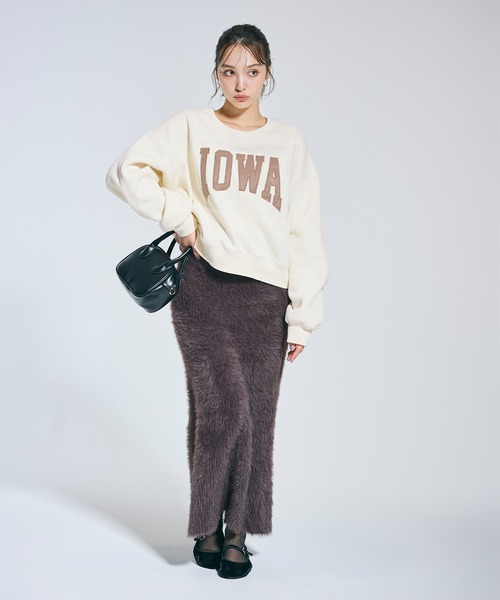 coca（coca）（コカ）の「ヘビーウェイト裏起毛 ビンテージ加工ロゴスウェット（スウェット・レディース・ライトグレー/ピンク/オートミール/ネイビー/チャコール/イエロー/アイボリー/グレー・S/M/L/XL）」の9枚目の写真