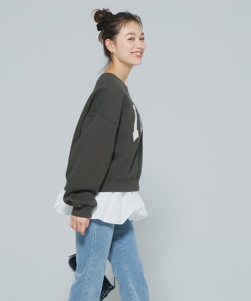 coca（coca）（コカ）の「ヘビーウェイト裏起毛 ビンテージ加工ロゴスウェット（スウェット・レディース・ライトグレー/ピンク/オートミール/ネイビー/チャコール/イエロー/アイボリー/グレー・S/M/L/XL）」の18枚目の写真