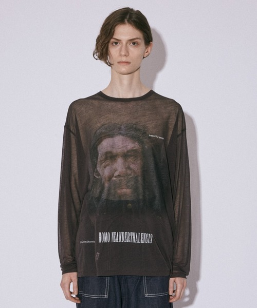 beautiful people(ビューティフルピープル)の「extinct homininsheer jersey long T(Tシャツ/カットソー・レディース・ブラック系その他3/ブラック系その他/ブラック系その他2・40/38/36)」の3枚目の写真
