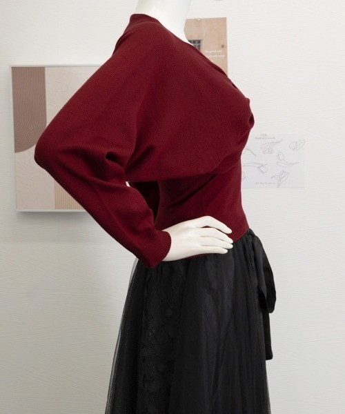 Miniministore（ミニミニストア）の「フロントリボンニット キャミソールセット（ニット/セーター・レディース・ブラック/ワインレッド/ベージュ/ホワイト・FREE）」の21枚目の写真