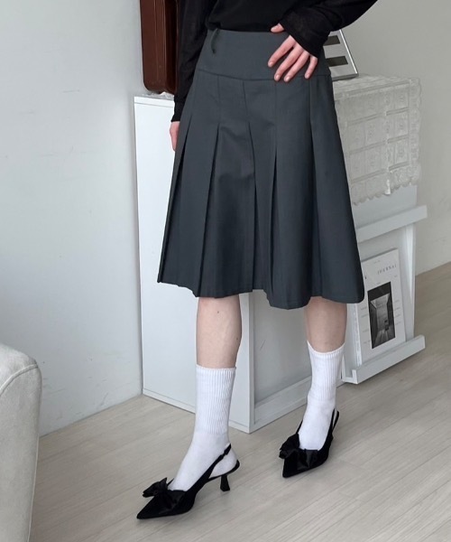 perfume closet 2WAY レースプリーツスカート Mサイズ lilLilly スカート サテンプリーツレースロングスカート（2way