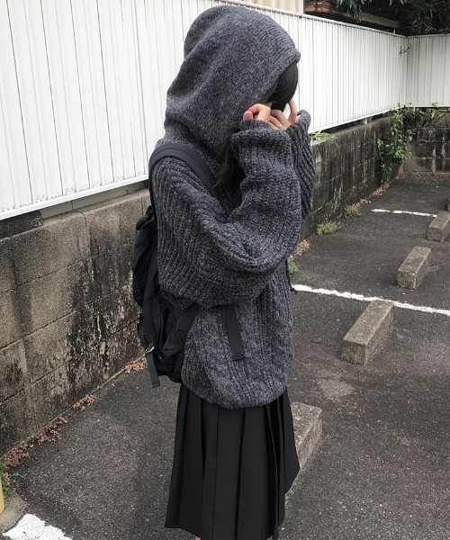 セール】ケーブル編みニットジップパーカー（パーカー