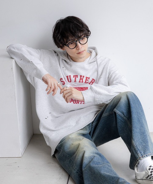 セール】【REmastered】ヴィンテージライク/ダメージカレッジロゴ