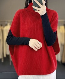 ニット　ジレ　タートル