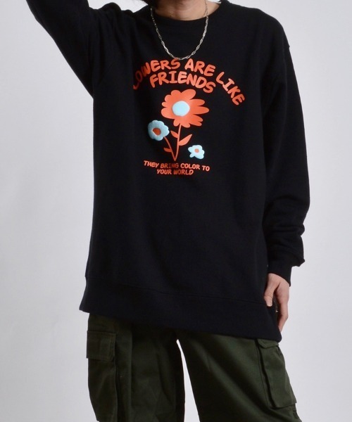 MODISH GAZE（モディシュガゼ）の「発泡フラワー裏毛スウェット（Tシャツ/カットソー・メンズ・オートミール/ネイビー/ブラック・X-LARGE/MEDIUM/LARGE）」の4枚目の写真