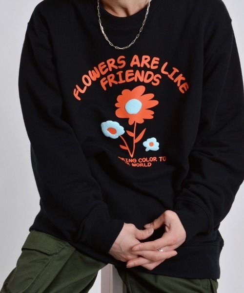 MODISH GAZE（モディシュガゼ）の「発泡フラワー裏毛スウェット（Tシャツ/カットソー・メンズ・オートミール/ネイビー/ブラック・X-LARGE/MEDIUM/LARGE）」の5枚目の写真