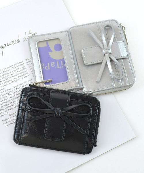 ALTROSE（アルトローズ）の「リボン パスケース ミニ財布 ミニウォレット フラグメントケース ルリリ（カードケース・レディース・ブラック/アイボリー/シルバー/レッド・FREE）」の3枚目の写真