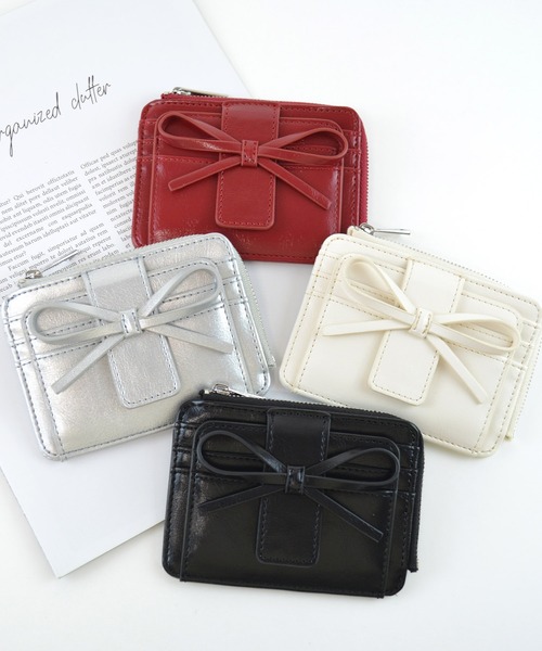 ALTROSE（アルトローズ）の「リボン パスケース ミニ財布 ミニウォレット フラグメントケース ルリリ（カードケース・レディース・ブラック/アイボリー/シルバー/レッド・FREE）」の6枚目の写真