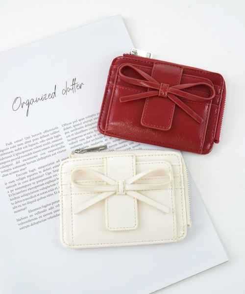 ALTROSE（アルトローズ）の「リボン パスケース ミニ財布 ミニウォレット フラグメントケース ルリリ（カードケース・レディース・ブラック/アイボリー/シルバー/レッド・FREE）」の7枚目の写真