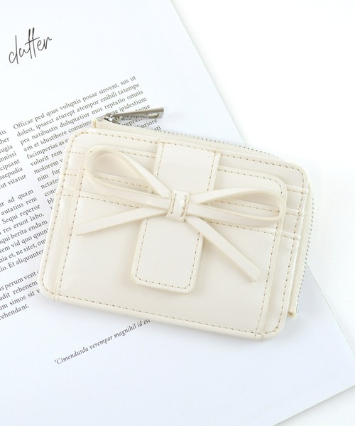 ALTROSE（アルトローズ）の「リボン パスケース ミニ財布 ミニウォレット フラグメントケース ルリリ（カードケース・レディース・ブラック/アイボリー/シルバー/レッド・FREE）」の10枚目の写真