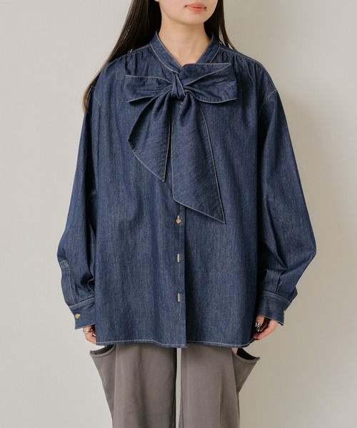RAY CASSIN（レイカズン）の「デニムタイチュニック（シャツ/ブラウス・レディース・ブルー/ネイビー・FREE）」の14枚目の写真