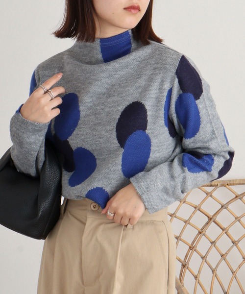 ニット セーター BRODIAEA 起毛ドットジャガードプルオーバー レディース ニット セーター BRODIAEA 起毛ドットジャガードプルオーバー