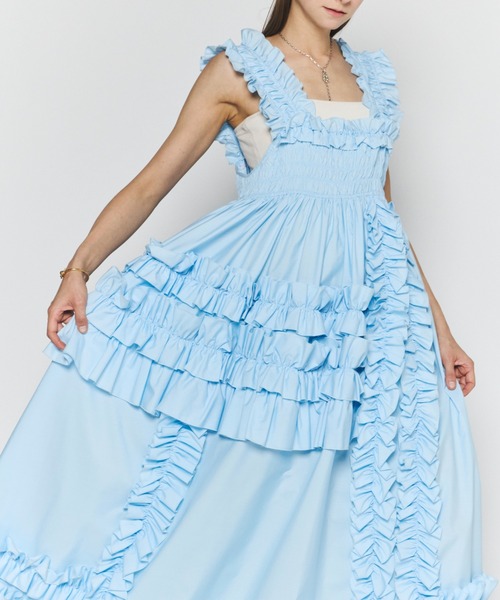 PERNA ホイップランダムフリルワンピース シルバー ホイップランダム