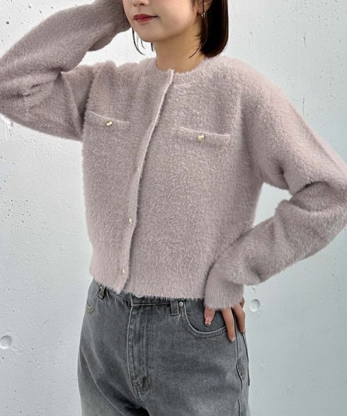 archives(アルシーヴ)の「ダブルフェイスフェザーニットアンサンブル(ニット/セーター・レディース・ピンク/ブルー/アイボリー/ブラック・MEDIUM)」の4枚目の写真