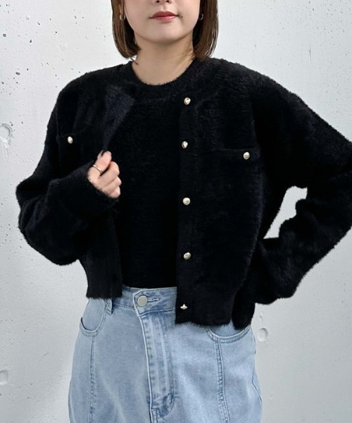 archives(アルシーヴ)の「ダブルフェイスフェザーニットアンサンブル(ニット/セーター・レディース・ピンク/ブルー/アイボリー/ブラック・MEDIUM)」の2枚目の写真