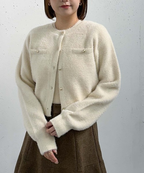 archives(アルシーヴ)の「ダブルフェイスフェザーニットアンサンブル(ニット/セーター・レディース・ピンク/ブルー/アイボリー/ブラック・MEDIUM)」の5枚目の写真