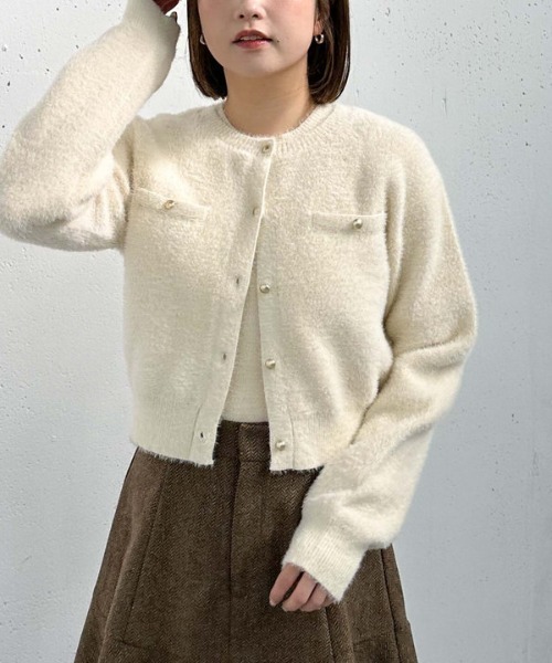 archives(アルシーヴ)の「ダブルフェイスフェザーニットアンサンブル(ニット/セーター・レディース・ピンク/ブルー/アイボリー/ブラック・MEDIUM)」の6枚目の写真