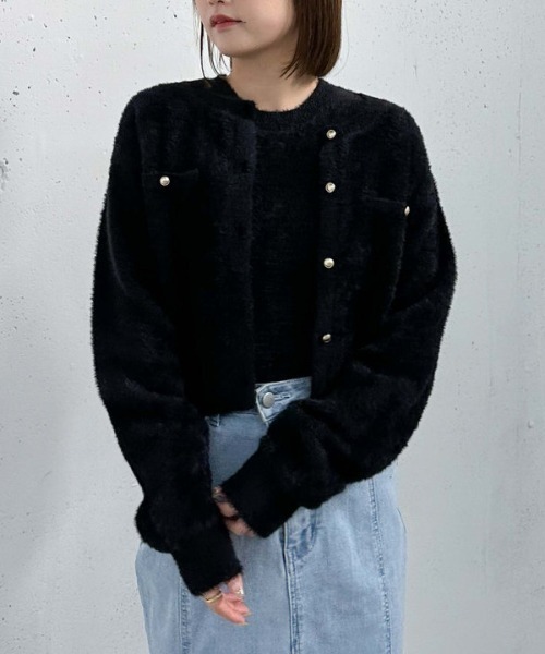 archives(アルシーヴ)の「ダブルフェイスフェザーニットアンサンブル(ニット/セーター・レディース・ピンク/ブルー/アイボリー/ブラック・MEDIUM)」の12枚目の写真