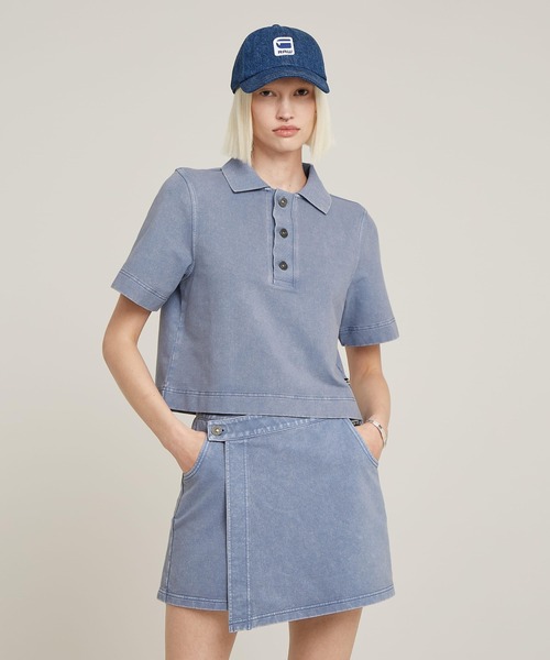 G-STAR（ジースター）の「Overdyed Polo Sweater/オーバーダイショートスリーブポロスウェット（ポロシャツ・レディース・ブラック系その他/ブルー系その他・SMALL/X-SMALL/MEDIUM）」の2枚目の写真