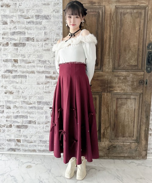 セール】ランダムリボンロングフレアスカート（スカート）｜couture BY