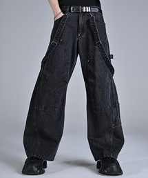 ADRER | vintage make curved leg 3D suspender denim / ヴィンテージメイクカーブレッグ3Dサスペンダー(取外し可)デニム(デニムパンツ)