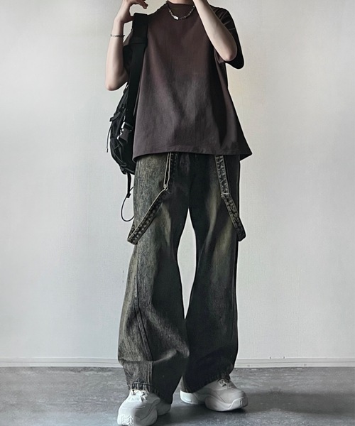 vintage make curved leg 3D suspender denim / ヴィンテージメイク
