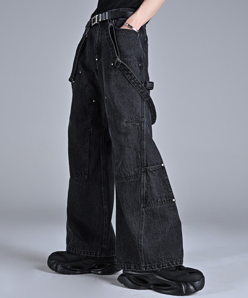 vintage make curved leg 3D suspender denim / ヴィンテージメイク