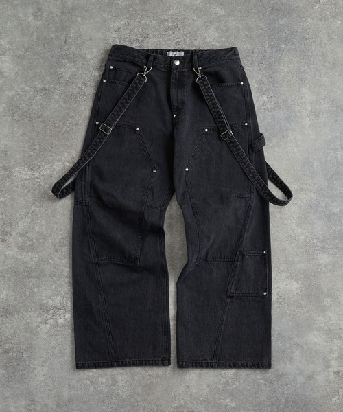 vintage make curved leg 3D suspender denim / ヴィンテージメイク