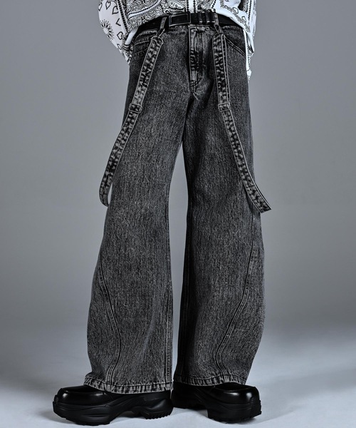 vintage make curved leg 3D suspender denim / ヴィンテージメイク