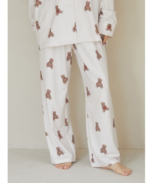 gelato pique（ジェラートピケ）の「インレイハートベア柄ロングパンツ（ルームウェア/パジャマ・レディース・クリーム・FREE）」の3枚目の写真