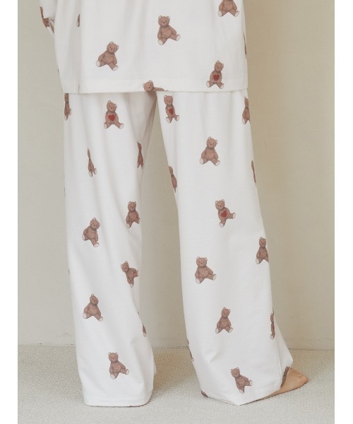 gelato pique（ジェラートピケ）の「インレイハートベア柄ロングパンツ（ルームウェア/パジャマ・レディース・クリーム・FREE）」の4枚目の写真