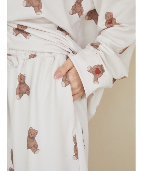 gelato pique（ジェラートピケ）の「インレイハートベア柄ロングパンツ（ルームウェア/パジャマ・レディース・クリーム・FREE）」の7枚目の写真