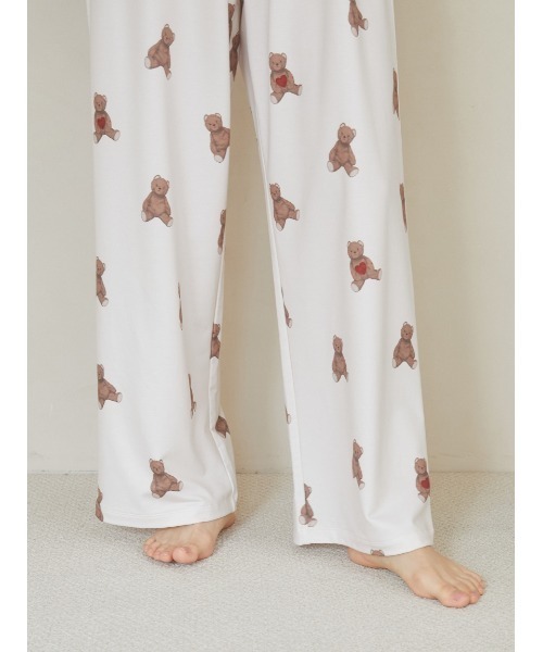 gelato pique（ジェラートピケ）の「インレイハートベア柄ロングパンツ（ルームウェア/パジャマ・レディース・クリーム・FREE）」の8枚目の写真