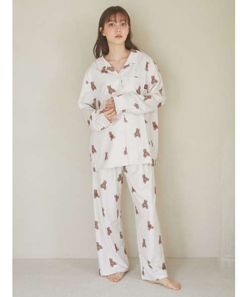 gelato pique（ジェラートピケ）の「インレイハートベア柄ロングパンツ（ルームウェア/パジャマ・レディース・クリーム・FREE）」の10枚目の写真