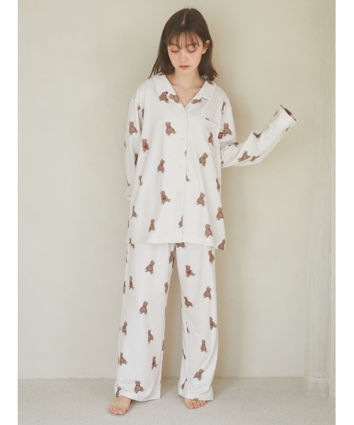 gelato pique（ジェラートピケ）の「インレイハートベア柄ロングパンツ（ルームウェア/パジャマ・レディース・クリーム・FREE）」の12枚目の写真