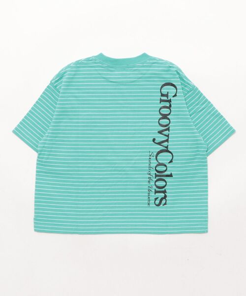 GROOVY COLORS（グルービーカラーズ）の「Striped Oversize Tee（Tシャツ/カットソー・キッズ・ライトグリーン・120/110）」の2枚目の写真