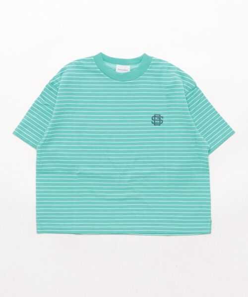GROOVY COLORS（グルービーカラーズ）の「Striped Oversize Tee（Tシャツ/カットソー・キッズ・ライトグリーン・120/110）」の3枚目の写真