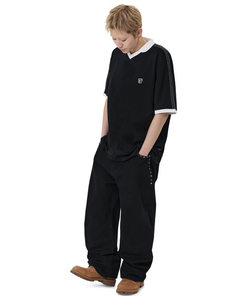 OY(オーワイ)の「『OY/オーワイ』 STITCHED COLLAR TEE/ステッチカラー半袖Tシャツ(Tシャツ/カットソー・レディース・ブラック/ホワイト・L/M)」の6枚目の写真